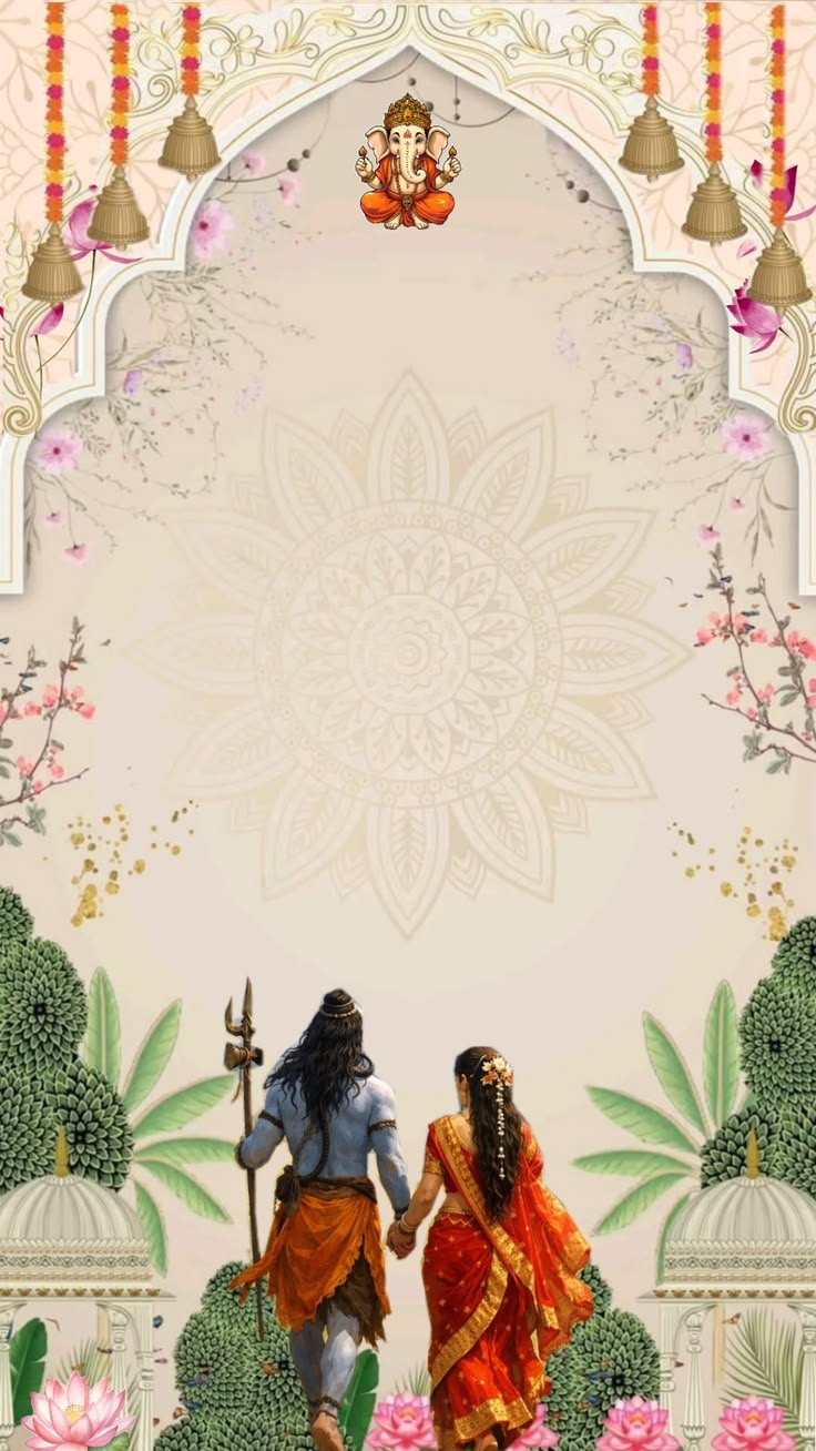 Rudrabhishek · Shiva Parvati Mandala — editable hindi invitation